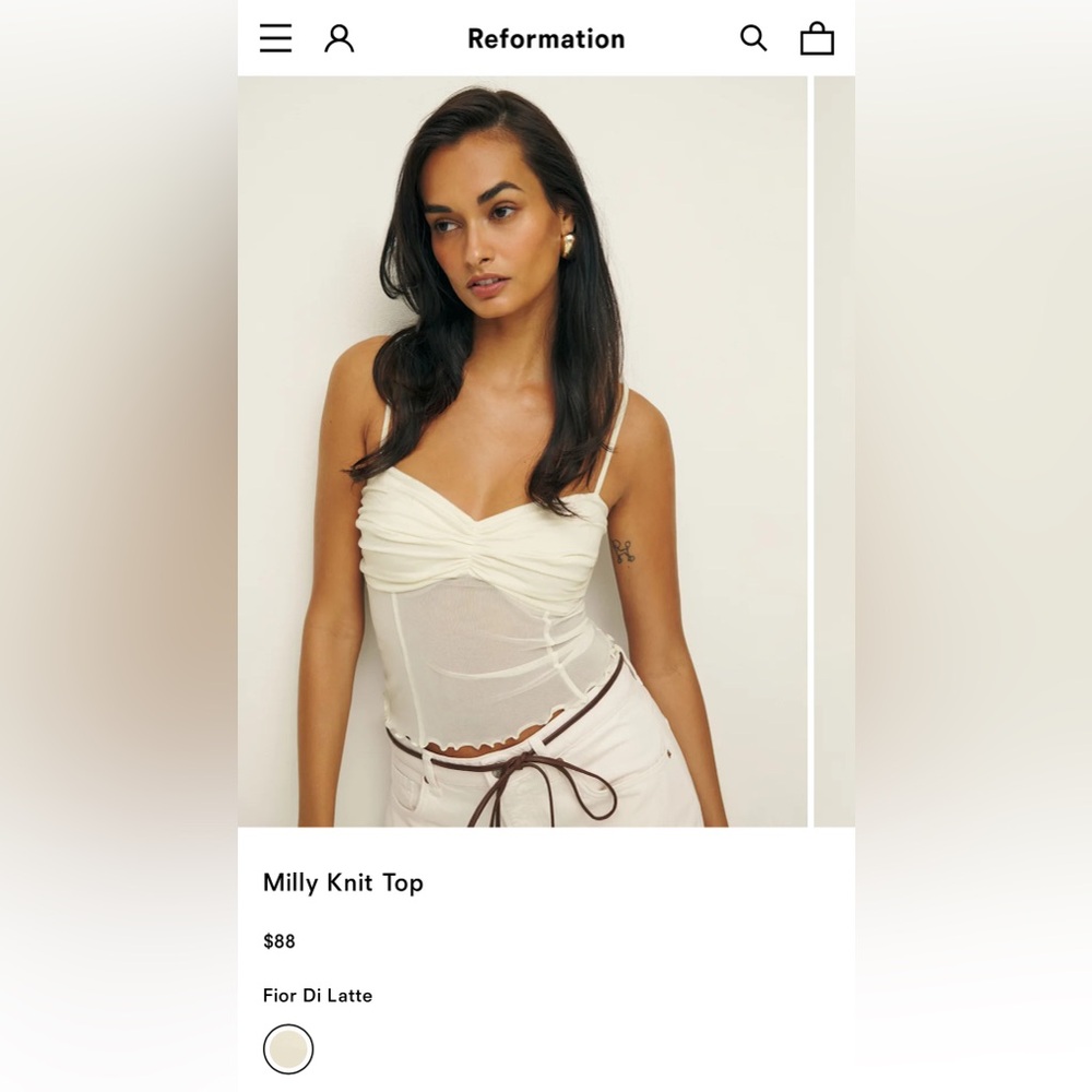 NWT! Reformation Milly Knit Tank - Cream